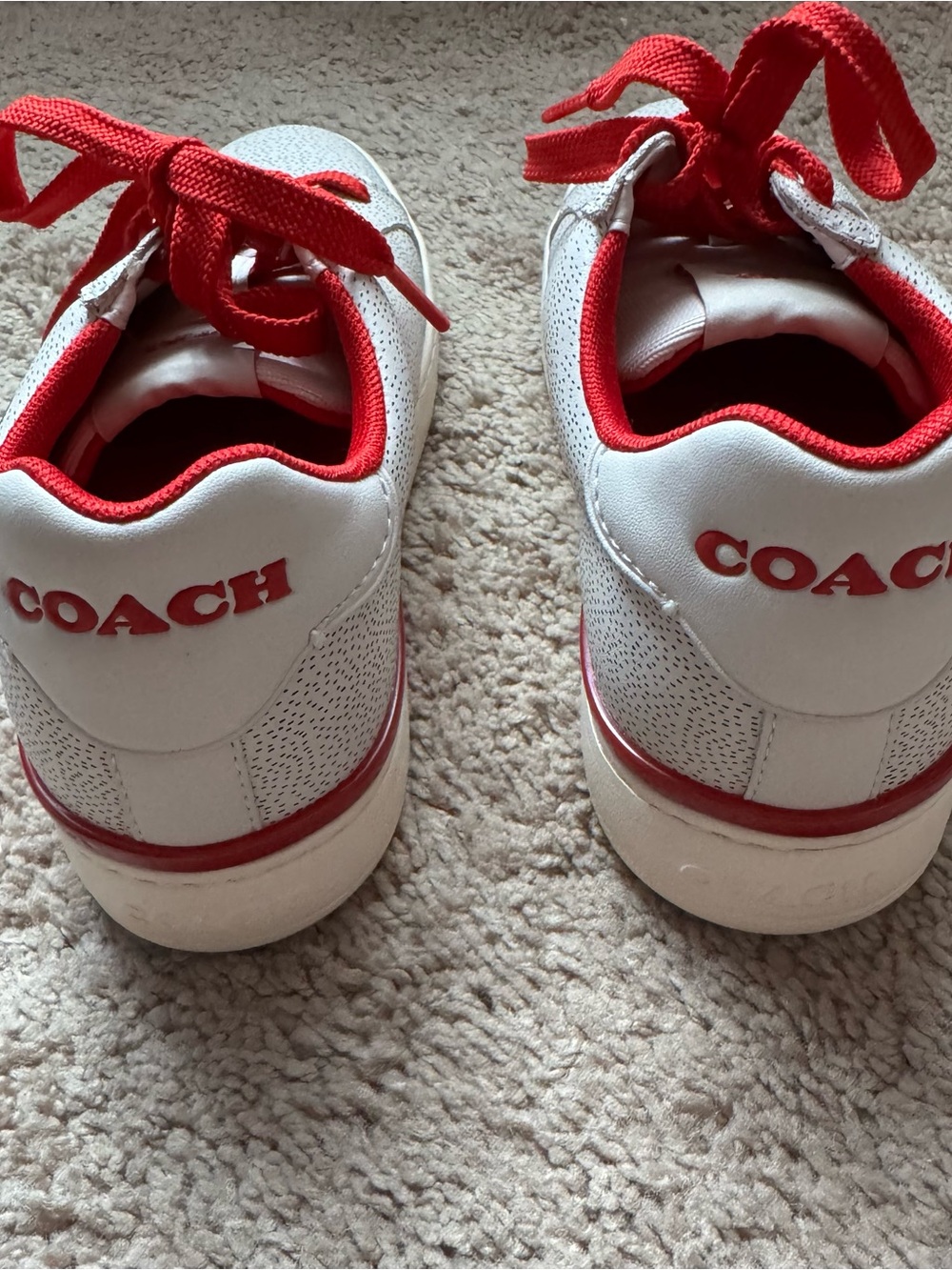 Coach Women's White Sneakers with Red Accents and Mickey Graphic - Picture 4 of 6